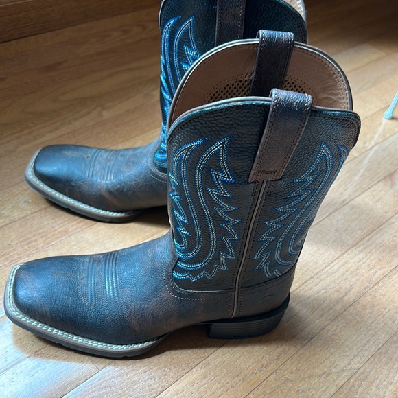 Ariat Brown and Blue Western Cowboy Boots cowboy arena leather boots 8.5 - Picture 3 of 12